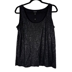 Talbots‎ Woman Petites Black Sequin Tank Top 1XP Plus Womens Party Event NWT
